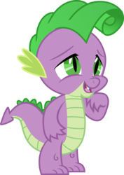 Size: 6553x9244 | Tagged: safe, artist:pink1ejack, spike, dragon, celestial advice, g4, absurd resolution, alternate hairstyle, behaving like rarity, male, open mouth, simple background, smiling, solo, transparent background, vector, voice actor joke