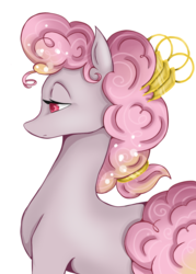 Size: 2582x3599 | Tagged: safe, artist:err-em, oc, oc only, oc:rhubarb pie, earth pony, pony, female, high res, mare, offspring, parent:pinkie pie, simple background, solo, white background