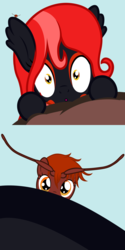 Size: 2080x4160 | Tagged: safe, artist:badumsquish, derpibooru exclusive, oc, oc only, oc:hickey, oc:mave, alp-luachra, original species, pony, :o, bed bug, female, high res, looking at you, male, open mouth, ponified, surprised, wide eyes, zoomed in