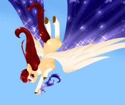 Size: 1024x860 | Tagged: safe, artist:php146, oc, oc only, oc:yeri, pegasus, pony, female, large wings, looking at you, mare, smiling, solo, spread wings, wings