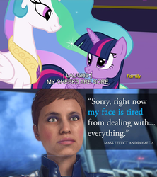 Size: 1920x2161 | Tagged: safe, princess celestia, twilight sparkle, alicorn, pony, celestial advice, g4, mass effect, mass effect: andromeda, my face is tired, spoiler, twilight sparkle (alicorn)