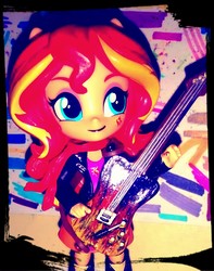 Size: 1456x1847 | Tagged: safe, artist:artking3000, sunset shimmer, equestria girls, g4, doll, equestria girls minis, guitar, irl, musical instrument, photo, solo, sunset shredder, toy