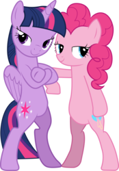 Size: 6937x9995 | Tagged: safe, artist:paganmuffin, pinkie pie, twilight sparkle, alicorn, earth pony, pony, g4, absurd resolution, belly, bipedal, female, fresh princess and friends' poses, fresh princess of friendship, lidded eyes, mare, pose, simple background, the fresh prince of bel-air, transparent background, twilight sparkle (alicorn), underhoof, vector