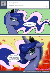 Size: 700x1027 | Tagged: safe, artist:johnjoseco, princess luna, alicorn, pony, ask gaming princess luna, g4, beautiful, comic, cute, female, looking at you, lunabetes, mare, solo, speech bubble
