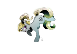 Size: 3507x2480 | Tagged: safe, artist:dormin-dim, oc, oc only, oc:castle, earth pony, pony, art trade, female, high res, mare, open mouth, ponytail, raised leg, simple background, smiling, solo, transparent background