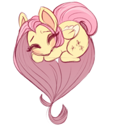 Size: 600x650 | Tagged: safe, artist:kapusha-blr, fluttershy, pegasus, pony, g4, eyes closed, female, folded wings, heart pony, simple background, sleeping, solo, white background