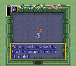 Size: 1024x896 | Tagged: safe, edit, edited screencap, screencap, trixie, pony, unicorn, celestial advice, g4, equestrian pink heart of courage, female, mare, pixel art, the legend of zelda, the legend of zelda: a link to the past