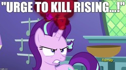 Size: 888x499 | Tagged: safe, edit, edited screencap, screencap, starlight glimmer, pony, unicorn, all bottled up, g4, anger magic, angry, discovery family logo, female, image macro, magic, male, meme, solo, the simpsons