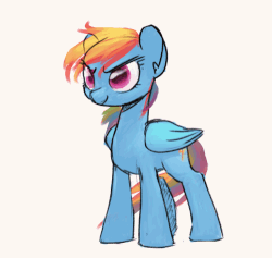 Size: 500x473 | Tagged: safe, artist:inlucidreverie, rainbow dash, pegasus, pony, g4, animated, female, gif, heroic posing, simple background, solo, spread wings, standing, white background, windswept hair, windswept mane, wings