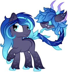 Size: 3000x3181 | Tagged: safe, artist:scourge707, oc, oc only, oc:pebble, oc:sapphire, cow plant pony, monster pony, original species, primal plant pony, augmented tail, cute little fangs, fangs, high res, simple background, tailmouth, transparent background, unshorn fetlocks, vector