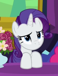 Size: 413x535 | Tagged: safe, screencap, rarity, pony, celestial advice, g4, female, mare, rarity is not amused, solo