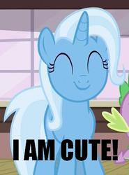 Size: 319x430 | Tagged: safe, edit, edited screencap, screencap, spike, trixie, pony, unicorn, all bottled up, cropped, cute, diatrixes, eyes closed, female, image macro, mare, meme, smiling, solo focus, truth
