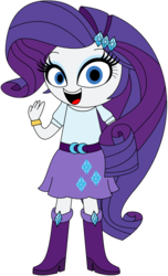 Size: 1024x1685 | Tagged: safe, artist:ra1nb0wk1tty, rarity, equestria girls, g4, boots, bracelet, clothes, cute, female, high heel boots, jewelry, looking at you, open mouth, simple background, skirt, solo, transparent background, waving