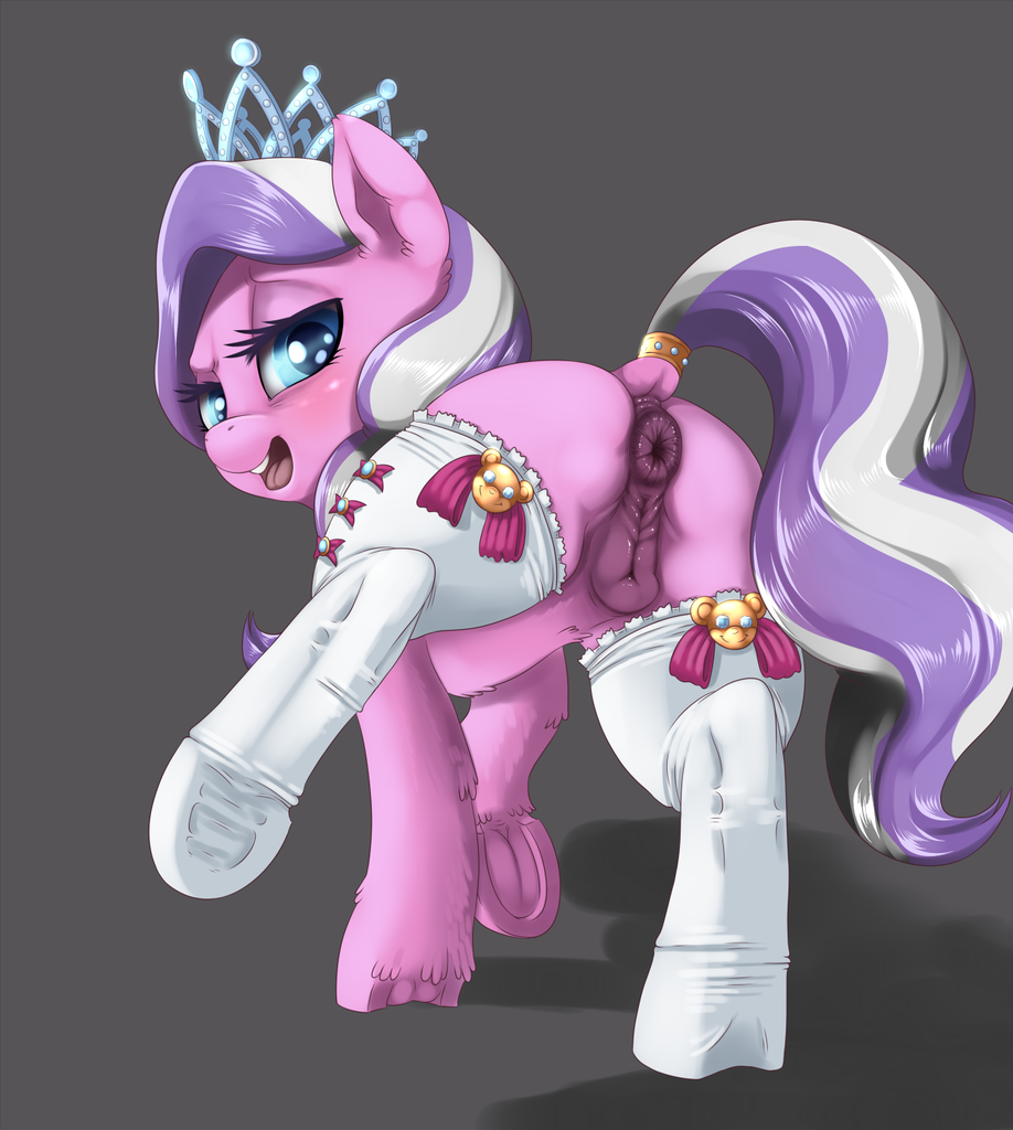 ...diamond tiara, earth pony, pony, anatomically correct, anus, butt, cloth...
