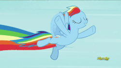 Size: 1280x720 | Tagged: safe, screencap, rainbow dash, pegasus, pony, all bottled up, g4, animated, best friends until the end of time, discovery family logo, eyes closed, female, flapping, flapping wings, flying, gif, nyan cat, nyan dash, rainbow trail, solo, wings