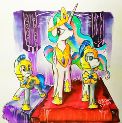 Size: 1541x1551 | Tagged: safe, artist:mr.candy_owo, princess celestia, alicorn, pony, g4, female, guard, mare, traditional art