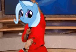 Size: 406x276 | Tagged: safe, trixie, pony, unicorn, all bottled up, g4, animated, cup, faic, female, gif, mare, meme, oprah winfrey, smirk, teacup, teacups, that pony sure does love teacups, twiface, wrong neighborhood