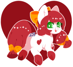 Size: 800x732 | Tagged: safe, artist:snow angel, oc, oc only, oc:heart, earth pony, pony, bow, colored pupils, female, hair bow, mare, smiling, solo, tail bow