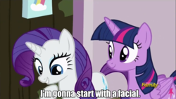 Size: 952x536 | Tagged: safe, edit, edited screencap, screencap, rarity, twilight sparkle, alicorn, pony, all bottled up, g4, image macro, meme, out of context, out of context quote, twilight sparkle (alicorn)