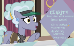 Size: 1054x664 | Tagged: safe, edit, edited screencap, screencap, clarity cut, all bottled up, g4, jeweler pony, solo