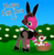 Size: 2905x2937 | Tagged: safe, artist:aarondrawsarts, oc, oc only, oc:brain teaser, oc:rose bloom, rabbit, brainbloom, butt, easter, heart eyes, high res, one eye closed, playboy, playboy bunny, playbrony, plot, tongue out, wingding eyes, wink