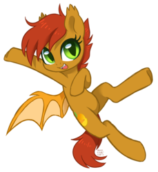 Size: 2335x2547 | Tagged: safe, artist:hawthornss, oc, oc only, oc:mango slice, bat pony, pony, cute, cute little fangs, ear fluff, fangs, high res, looking at you, underhoof