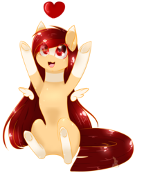 Size: 1024x1231 | Tagged: safe, artist:php146, oc, oc only, oc:yeri, pegasus, pony, eye clipping through hair, female, floating wings, heart, looking up, mare, open mouth, simple background, smiling, solo, transparent background