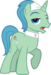 Size: 3001x4410 | Tagged: safe, artist:cloudy glow, birch bucket, pony, unicorn, applejack's "day" off, g4, high res, looking at you, male, open mouth, raised hoof, simple background, spa pony, stallion, transparent background, vector