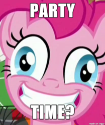 Size: 412x492 | Tagged: safe, edit, edited screencap, screencap, pinkie pie, g4, ppov, derp, faic, female, image macro, insanity, meme, party, pinkie derp, pinkie fuel, solo