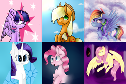 Size: 4500x3000 | Tagged: safe, artist:ferasor, artist:jessy2015, artist:justinedespriet, artist:reddish-light, artist:singlepum, applejack, fluttershy, pinkie pie, rainbow dash, rarity, twilight sparkle, alicorn, pony, g4, collaboration, female, high res, mane six, mare, twilight sparkle (alicorn)