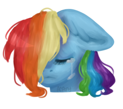 Size: 832x740 | Tagged: safe, artist:artistcoolpony, rainbow dash, pegasus, pony, g4, bust, crying, eyes closed, female, floppy ears, hair over one eye, mare, portrait, sad, simple background, solo, teary eyes, transparent background