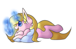 Size: 920x600 | Tagged: safe, artist:sinnocturnal, oc, oc only, pony, unicorn, cellphone, curved horn, female, horn, magic, mare, phone, prone, simple background, solo, telekinesis, transparent background