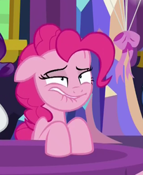 Size: 449x549 | Tagged: safe, screencap, pinkie pie, earth pony, pony, celestial advice, g4, cropped, faic, female, lip bite, mare, reaction image, solo
