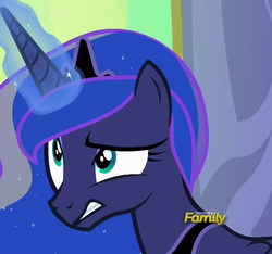 Size: 816x763 | Tagged: safe, screencap, princess luna, alicorn, pony, celestial advice, g4, discovery family logo, female, glowing horn, horn, mare, solo