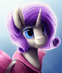 Size: 1023x1200 | Tagged: safe, artist:camyllea, rarity, pony, unicorn, g4, clothes, coat, female, mare, smiling, solo