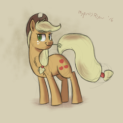 Size: 1700x1700 | Tagged: safe, artist:hypno, applejack, g4, colored sketch, smiling