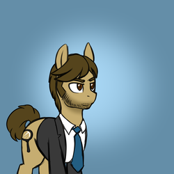 Size: 1440x1440 | Tagged: safe, artist:deyogee, pony, alec hardy, broadchurch, clothes, crossover, facial hair, ponified, simple background, solo
