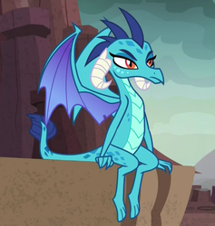 Size: 721x761 | Tagged: safe, screencap, princess ember, dragon, celestial advice, g4, my little pony: friendship is magic, dragon lord ember, female, serious, serious face, sitting, solo