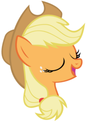Size: 512x700 | Tagged: safe, artist:the smiling pony, applejack, earth pony, pony, g4, .svg available, bust, derpibooru badge, eyes closed, female, open mouth, portrait, simple background, solo, svg, transparent background, vector