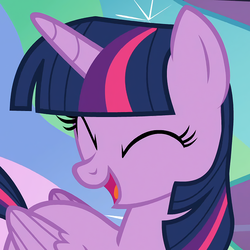 Size: 707x707 | Tagged: safe, screencap, princess celestia, twilight sparkle, alicorn, pony, celestial advice, g4, adorable bookhorse is adorable, adorkable, cropped, cute, dork, eyes closed, female, happy, laughing, mare, smiling, solo focus, twiabetes, twilight sparkle (alicorn)