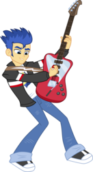 Size: 3001x5527 | Tagged: safe, artist:cloudy glow, flash sentry, equestria girls, g4, my little pony equestria girls, absurd resolution, clothes, electric guitar, guitar, helping twilight win the crown, jacket, male, musical instrument, pants, shirt, simple background, smiling, solo, transparent background, vector