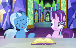 Size: 745x469 | Tagged: safe, screencap, starlight glimmer, trixie, pony, all bottled up, animated, female, gif, loop, twilight's castle