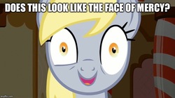 Size: 720x405 | Tagged: safe, artist:mysteryben, edit, edited screencap, screencap, derpy hooves, pegasus, pony, epic rage time, g4, face of mercy, female, image macro, mare, meme, solo, underp