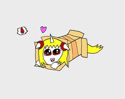 Size: 1090x858 | Tagged: safe, artist:ask-luciavampire, oc, oc only, alicorn, pony, vampire, vampony, tumblr:ask-luciavampire, alicorn oc, box, heart, pictogram, pony in a box, sliding ponies