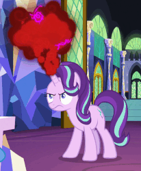 Size: 415x503 | Tagged: safe, screencap, starlight glimmer, pony, unicorn, all bottled up, g4, season 7, anger magic, angry, animated, female, gif, loop, magic, mare, ragelight glimmer, solo, standing, twilight's castle