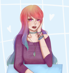 Size: 871x917 | Tagged: safe, artist:marinea12m, rainbow dash, human, g4, female, humanized, solo, watermark