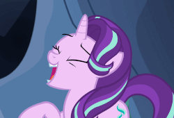 Size: 747x508 | Tagged: safe, screencap, starlight glimmer, changeling, pony, celestial advice, g4, season 7, animated, disguise, disguised changeling, fake starlight glimmer, female, gif, laughing, loop, solo