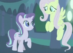 Size: 491x362 | Tagged: safe, screencap, fluttershy, starlight glimmer, pony, celestial advice, g4, cropped