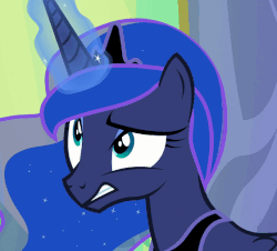 Size: 561x508 | Tagged: safe, screencap, princess luna, alicorn, pony, celestial advice, g4, season 7, :p, animated, cropped, female, frown, gif, glare, glowing horn, gritted teeth, horn, invisible stallion, lip bite, looking up, magic, majestic as fuck, mare, one eye closed, out of context, solo, tongue out, wink