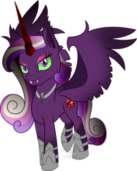 Size: 3000x3738 | Tagged: safe, artist:theshadowstone, princess cadance, alicorn, pony, g4, corrupted, fangs, female, high res, hoof shoes, looking at you, mare, nightmare cadance, nightmarified, simple background, smiling, solo, transparent background